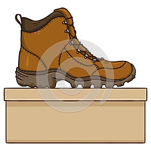 Vector Cartoon Hiking Boots with Shoebox