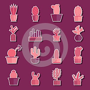 Vector cartoon house plant cactus icon background