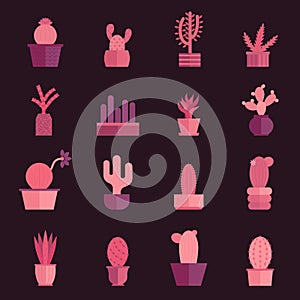 Vector cartoon house plant cactus icon background