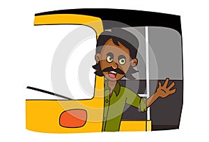 Vector Cartoon Illustration Of Auto Driver