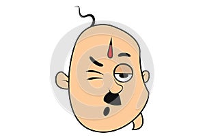 Vector Cartoon Illustration Of Bald Man