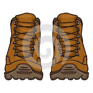 Vector Cartoon Illustration - Brown Extreme Hiking Boots.