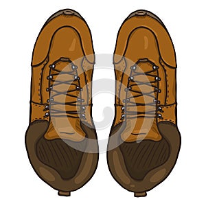 Vector Cartoon Illustration - Brown Extreme Hiking Boots.