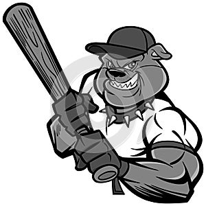 Bulldog Baseball Player Illustration