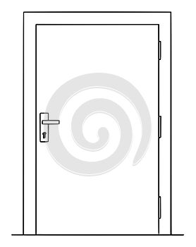 Vector Cartoon Illustration of Closed or Locked Door .