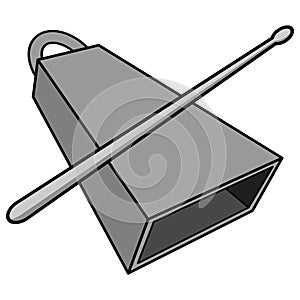 Cowbell and Drumstick Illustration photo