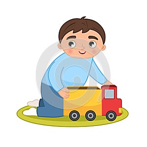 Vector cartoon illustration of cute boy