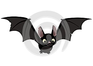 Vector cartoon illustration of cute friendly black bat character photo