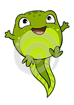 Vector cartoon illustration of cute happy joyful baby tadpole