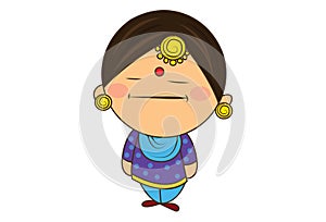 Vector Cartoon Illustration Of Cute Punjabi Sardarni.