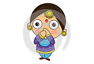 Vector Cartoon Illustration Of Cute Punjabi Sardarni.