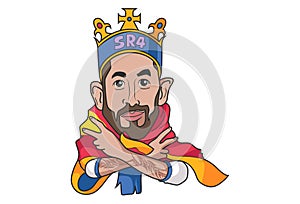 Vector Cartoon Illustration Of Cute Sergio Garcia.