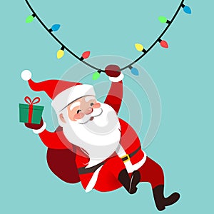 Vector cartoon illustration of cute traditional Santa Claus char