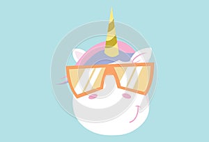 Vector Cartoon Illustration Of Cute Unicorn.