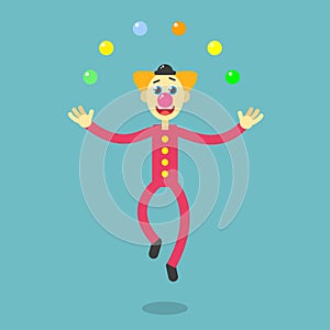 Vector cartoon illustration of a dancing clown
