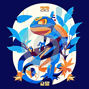 Vector cartoon illustration of a dragon riding a motorcycle on the road. AI generated