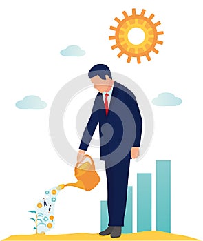 Vector cartoon illustration, flat style, business promotion, advertising, business promotion and development