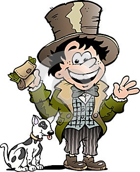 Vector Cartoon illustration of a Happy Oliver Twist