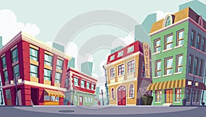 Vector cartoon illustration of the historic urban area photo