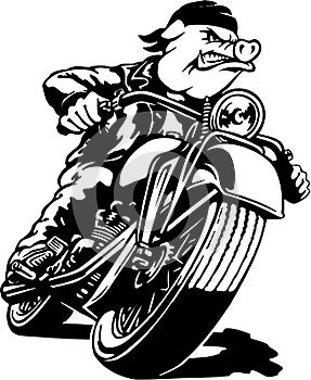 Motorcycle Hawg Cartoon Illustration