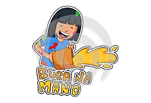 Vector Cartoon Illustration Of Holi Sticker