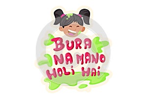 Vector Cartoon Illustration Of Holi Sticker