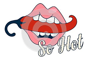 Vector Cartoon Illustration Of So Hot Text