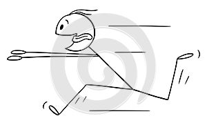 Vettore progettazione della pittura illustrazioni da ardente O ardente uomo correre velocemente qualcosa il suo lingua Presa fuori un volare 