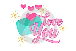 Vector Cartoon Illustration Of Letter With Love You Text