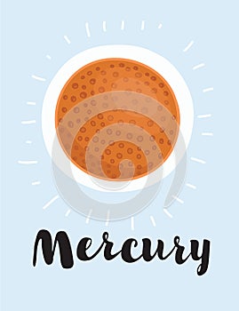 Realistic planet Mercury isolated on white background.