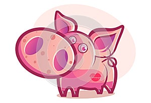 Vector Cartoon Illustration Of Pig