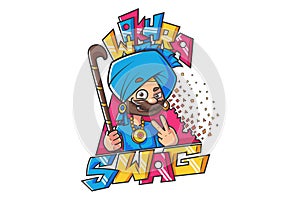 Vector Cartoon Illustration Of Punjabi Design.