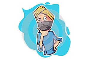 Vector Cartoon Illustration Of Punjabi Man