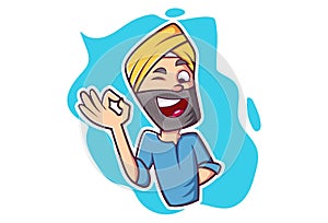 Vector Cartoon Illustration Of Punjabi Man