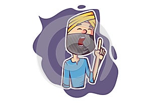 Vector Cartoon Illustration Of Punjabi Man