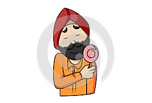 Vector Cartoon Illustration of Punjabi man