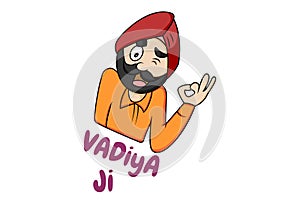 Vector Cartoon Illustration of Punjabi man