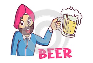 Vector Cartoon Illustration Of Punjabi Man