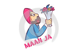 Vector Cartoon Illustration Of Punjabi Man