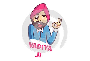 Vector Cartoon Illustration Of Punjabi Man