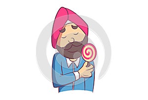 Vector Cartoon Illustration Of Punjabi Man