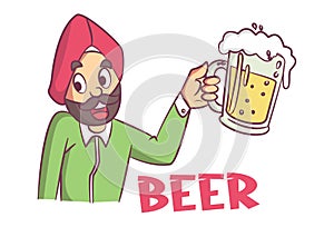 Vector Cartoon Illustration Of Punjabi Man