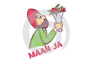 Vector Cartoon Illustration Of Punjabi Man