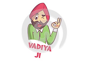 Vector Cartoon Illustration Of Punjabi Man