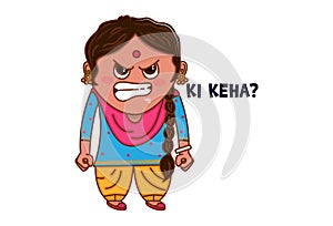 Vector Cartoon Illustration Of Punjabi Woman