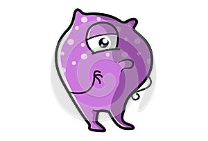 Vector Cartoon Illustration Of Purple Monster