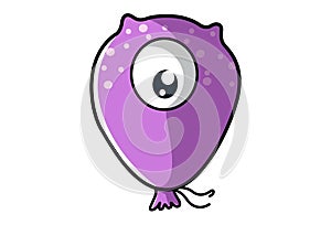 Vector Cartoon Illustration Of Purple Monster