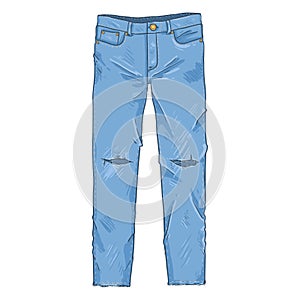 Vector Cartoon Illustration - Ripped Denim Jeans Pants