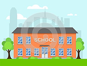 Vector cartoon illustration of school building