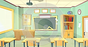 Vector cartoon illustration of school classroom